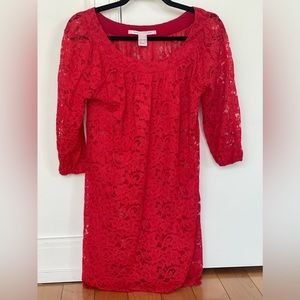 DVF red lace tunic (or short dress) // size 2